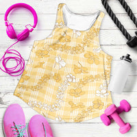 Melemele Aloha Hawaii Women Racerback Tank Plumeria Lei With Palaka Motif - Polynesian Pride