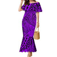 Hawaii Couples Matching Mermaid Dress and Hawaiian Shirt Purple Polynesian Tribal Art LT14 - Polynesian Pride
