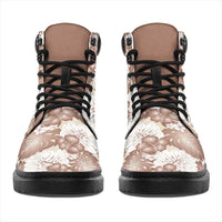 Mocha Mousse Aloha Hawaii All Season Boots Monstera Hibiscus Plumeria Seamless Vibes - Polynesian Pride