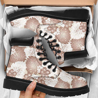 Mocha Mousse Aloha Hawaii All Season Boots Monstera Hibiscus Plumeria Seamless Vibes - Polynesian Pride