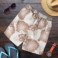 Mocha Mousse Aloha Hawaii Shorts for Men Monstera Hibiscus Plumeria Seamless Vibes - Polynesian Pride