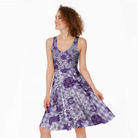 Mokihana Maile Ilima Leis Paniolo Palaka Midi Dress Hawaiian Poni Spirit - Polynesian Pride