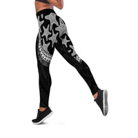 Monotone Polynesian Starfish Unique Pattern Leggings