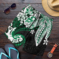 Monstera Plumeria Flowers Green Shorts for Men Polynesian Pattern