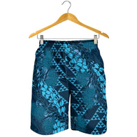 Naval Night Aloha Hawaii Shorts for Men Hawaiian Kakau Ohia Lehua Lei - Polynesian Pride