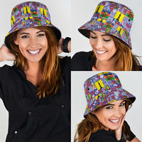 New Caledonia Joyeux Noel Bucket Hat Pacific Patchwork Xmas Vibes - Polynesian Pride