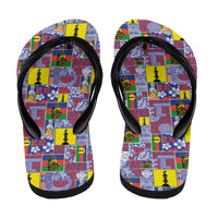 New Caledonia Joyeux Noel Flip Flops Pacific Patchwork Xmas Vibes - Polynesian Pride