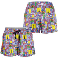 New Caledonia Joyeux Noel Shorts for Women Pacific Patchwork Xmas Vibes - Polynesian Pride