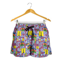 New Caledonia Joyeux Noel Shorts for Women Pacific Patchwork Xmas Vibes - Polynesian Pride