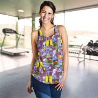 New Caledonia Joyeux Noel Women Racerback Tank Pacific Patchwork Xmas Vibes - Polynesian Pride