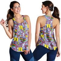 New Caledonia Joyeux Noel Women Racerback Tank Pacific Patchwork Xmas Vibes - Polynesian Pride