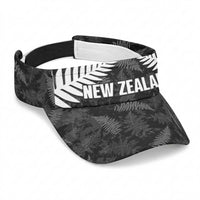 New Zealand 2026 Football Sun Visor Cap Aotearoa Fern Maori Pattern LT14 Universal Fit Black - Polynesian Pride