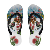New Zealand and Australia Merry Christmas Flip Flops Kiwi Birds Skiing and Koala Santa Riding Kangaroo