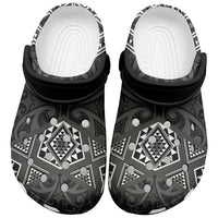 New Zealand Aotearoa Clogs Shoes Black Taniko Art Maori Pattern - Polynesian Pride
