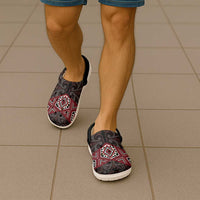 New Zealand Aotearoa Clogs Shoes Red Taniko Art Maori Pattern - Polynesian Pride