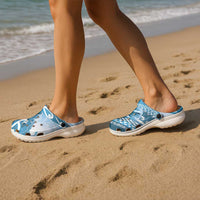 New Zealand Aotearoa Darts Masters Clogs Shoes Maori Art Tattoo with Tribal Dart Symbol Blue - Polynesian Pride