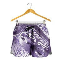 New Zealand Aotearoa Darts Masters Shorts for Women Maori Art Tattoo with Tribal Dart Symbol Purple - Polynesian Pride