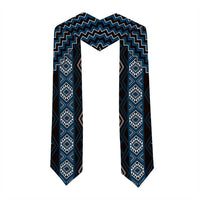 New Zealand Aotearoa Graduation Stole Blue Poutama With Taniko Pattern