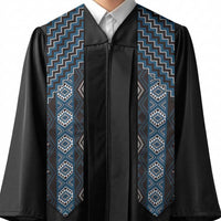 New Zealand Aotearoa Graduation Stole Blue Poutama With Taniko Pattern