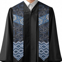 New Zealand Aotearoa Graduation Stole Blue Taniko Art Maori Pattern LT05 - Polynesian Pride