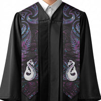 New Zealand Aotearoa Graduation Stole Maori Manaia Paua Shell Glitter Purple LT05 - Polynesian Pride
