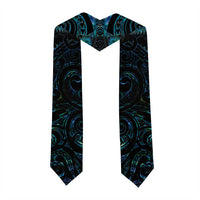 New Zealand Aotearoa Graduation Stole Maori Tane Te Waiora Paua Shell Glitter Turquoise LT05 - Polynesian Pride