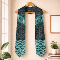 New Zealand Aotearoa Graduation Stole Turquoise Taniko Art Maori Pattern