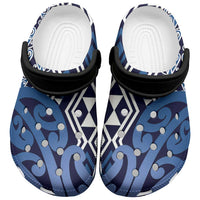 New Zealand Clogs Shoes Aotearoa Kowhaiwhai Mix Taniko Art - Blue