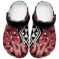 New Zealand Clogs Shoes Aotearoa Kowhaiwhai Mix Taniko Art - Red