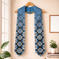 New Zealand Graduation Stole Poutama Mix Blue Taniko Inspired Art
