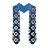 New Zealand Graduation Stole Poutama Mix Blue Taniko Inspired Art