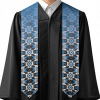 New Zealand Graduation Stole Poutama Mix Blue Taniko Inspired Art
