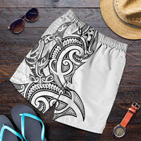 New Zealand Hammerhead Shark Shorts for Men Maori Haehae Mangopare White LT14 White - Polynesian Pride