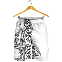 New Zealand Hammerhead Shark Shorts for Men Maori Haehae Mangopare White LT14 - Polynesian Pride