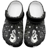 New Zealand Maori Clogs Shoes Poutama Manaia Black Paua Shell - Polynesian Pride