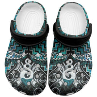 New Zealand Maori Clogs Shoes Poutama Pikorua Turquoise Paua Shell - Polynesian Pride