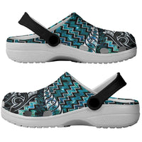 New Zealand Maori Clogs Shoes Poutama Pikorua Turquoise Paua Shell - Polynesian Pride