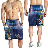 New Zealand Merry Christmas Shorts for Men Maori Tribal Pattern with Xmas Tui Bird