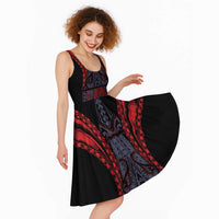 New Zealand Midi Dress Maori Kiwiana Pattern Tukutuku Motif