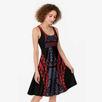 New Zealand Midi Dress Maori Kiwiana Pattern Tukutuku Motif