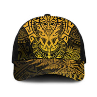 New Zealand Rugby All Gold Baseball Net Cap Silver Fern All Black Mix Ta Moko - Polynesian Pride