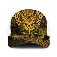 New Zealand Rugby All Gold Baseball Net Cap Silver Fern All Black Mix Ta Moko - Polynesian Pride