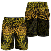 New Zealand Rugby All Gold Shorts for Men Silver Fern All Black Mix Ta Moko LT09