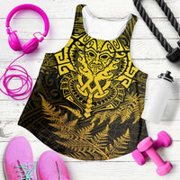 New Zealand Rugby All Gold Women Racerback Tank Silver Fern All Black Mix Ta Moko LT09