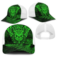 New Zealand Rugby All Green Baseball Net Cap Silver Fern All Black Mix Ta Moko - Polynesian Pride