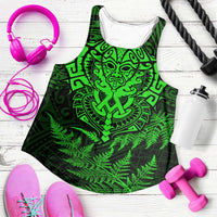 New Zealand Rugby All Green Women Racerback Tank Silver Fern All Black Mix Ta Moko LT09