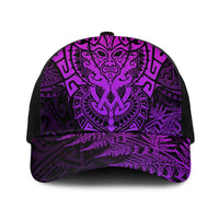 New Zealand Rugby All Purple Baseball Net Cap Silver Fern All Black Mix Ta Moko - Polynesian Pride