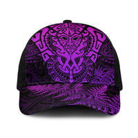 New Zealand Rugby All Purple Baseball Net Cap Silver Fern All Black Mix Ta Moko - Polynesian Pride
