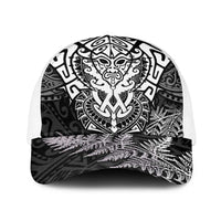 New Zealand Rugby All White Baseball Net Cap Silver Fern All Black Mix Ta Moko - Polynesian Pride