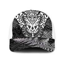 New Zealand Rugby All White Mesh Trucker Cap Silver Fern All Black Mix Ta Moko - Polynesian Pride
